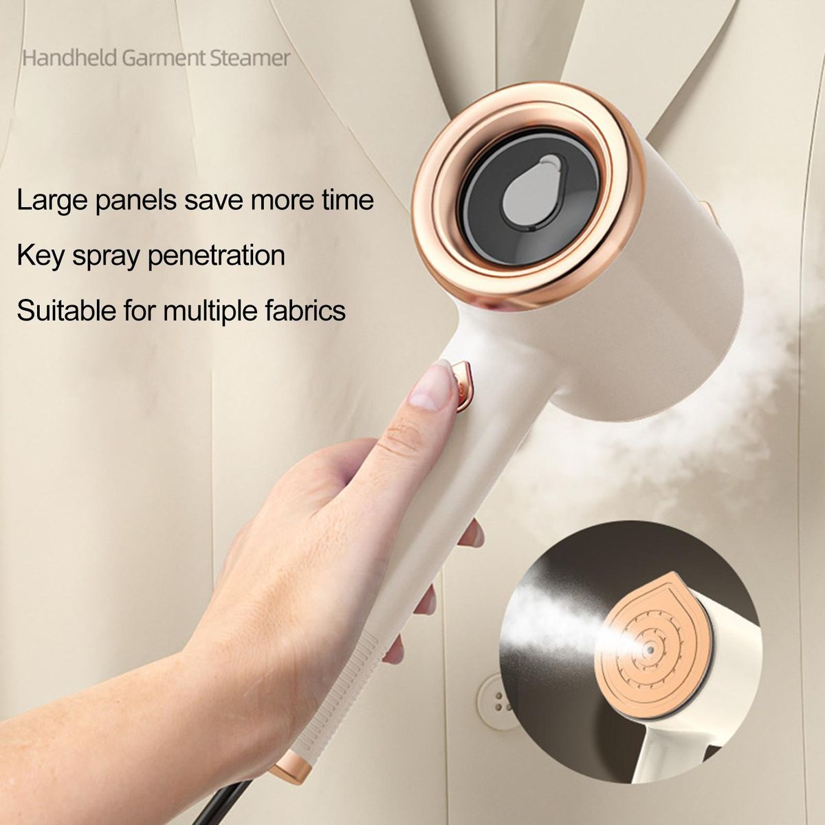 Garment Steamer Travel Steamer Iron with Visible Water Tank Portable Beige