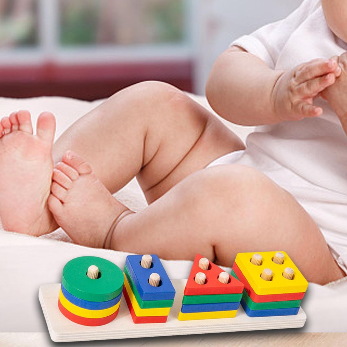 Wooden Sorting Stacking Montessori Toys For Kids Four