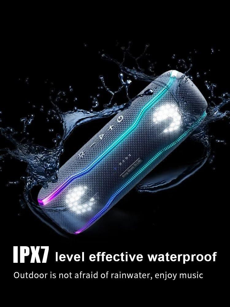Portable Waterproof Bluetooth Speaker Deep Bass 30W With RGB Light For Outdoor