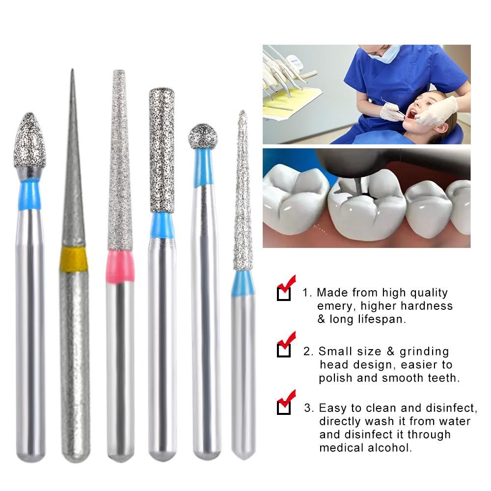 50Pcs Dental Diamond Burs Drill Dental High Speed Burs Teeth Polishing & Smoothing Tool