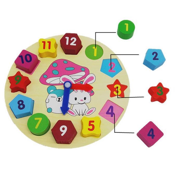 Montessori Educational Learning Shape Sorting Clock Wooden Toys For
