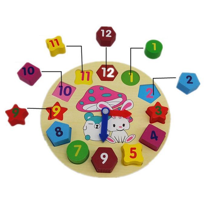 Montessori Educational Learning Shape Sorting Clock Wooden Toys For