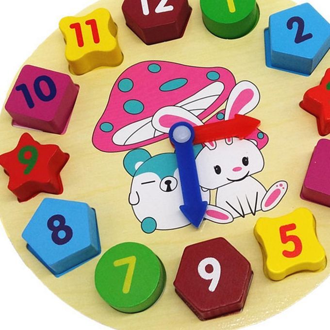 Montessori Educational Learning Shape Sorting Clock Wooden Toys For