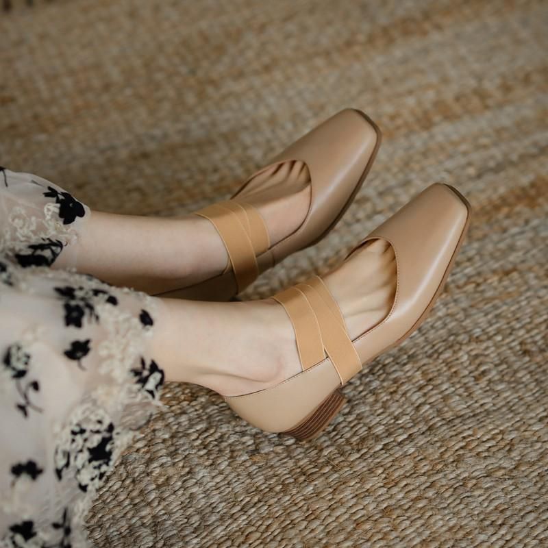 2023 French Women's Soft Sole Shoes Brown Cross Strap Mary Jane Women's Shoes Ballet Shoes Single