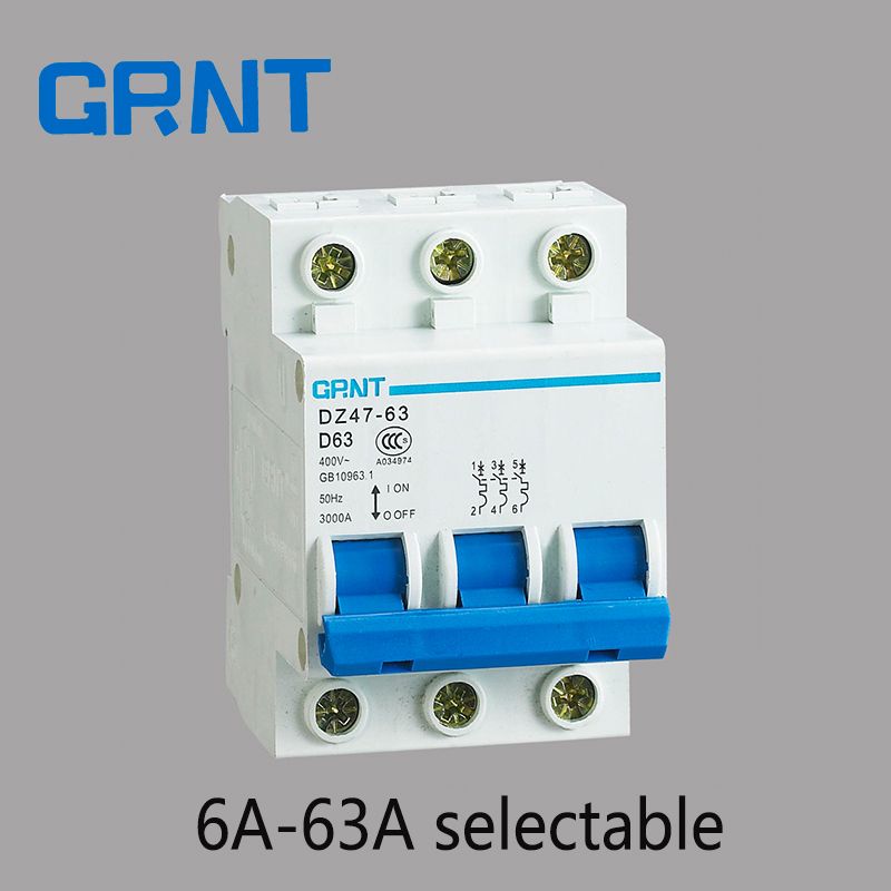 10A D Breaker AC 6A-63A 3P 16A Circuit MCB 400V Curve 6A