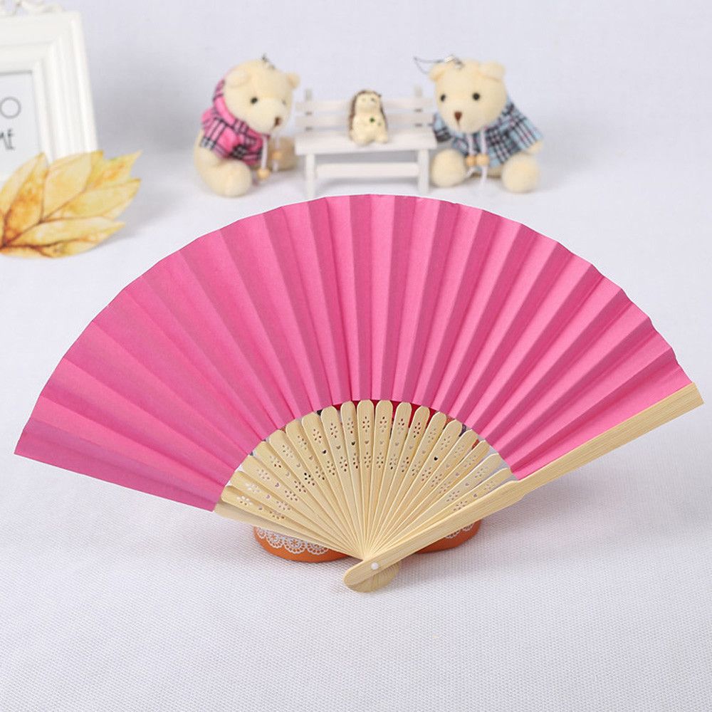 PerformanceAccessories Party Wedding Silk Dance Lace Solid Pattern Folding Hand Held Folding Color Fan Fashion #H10