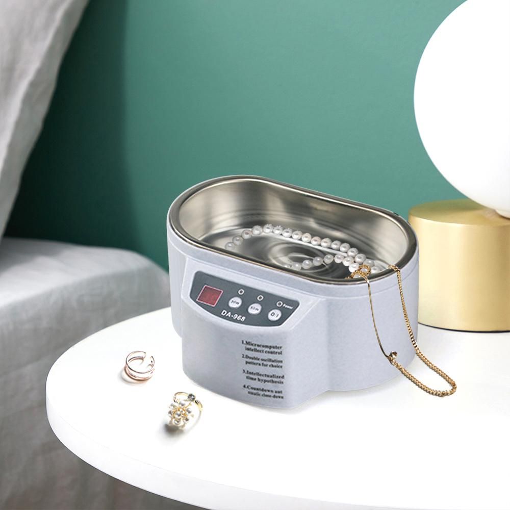Intelligent Ultrasonic Cleaner Mini Household Ultrasonic Cleaning Machine Double Ultrasonic Vibration Clearing Machine 600ml Tank Dual Powers & Timer for Eyeglass Jewelry Coin Denture