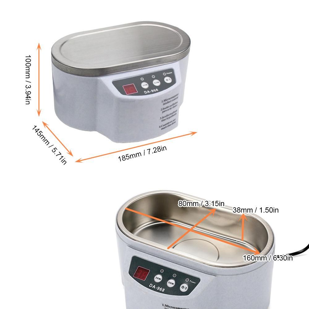Intelligent Ultrasonic Cleaner Mini Household Ultrasonic Cleaning Machine Double Ultrasonic Vibration Clearing Machine 600ml Tank Dual Powers & Timer for Eyeglass Jewelry Coin Denture