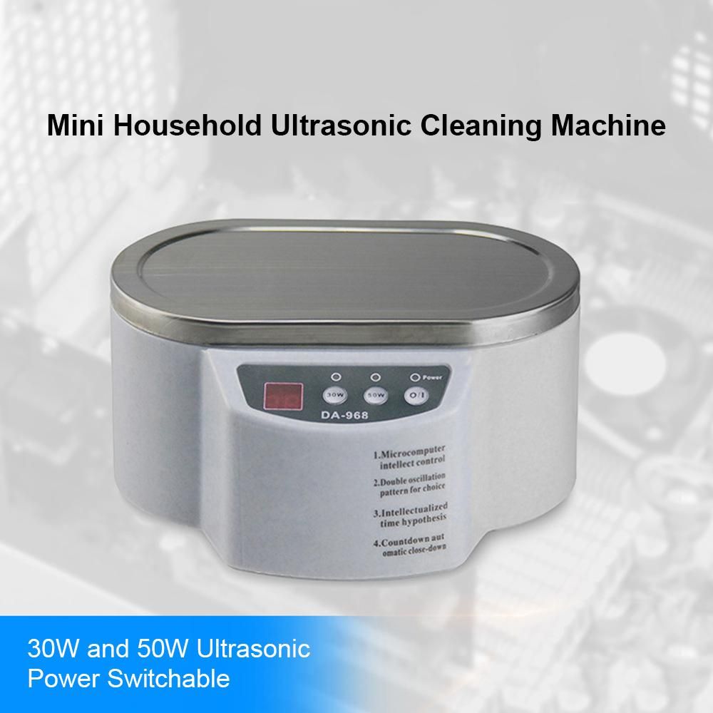 Intelligent Ultrasonic Cleaner Mini Household Ultrasonic Cleaning Machine Double Ultrasonic Vibration Clearing Machine 600ml Tank Dual Powers & Timer for Eyeglass Jewelry Coin Denture