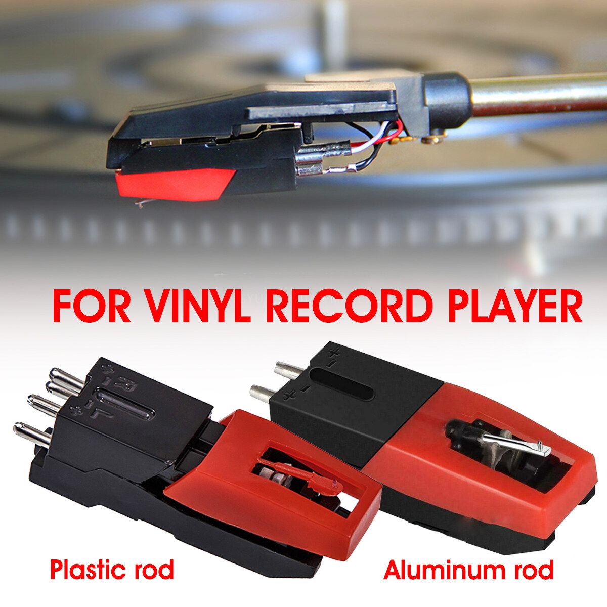 Plastic/Aluminum Rod Turntable Phono Cartridge With Stylus For Vinyl Record Play PlasticRod