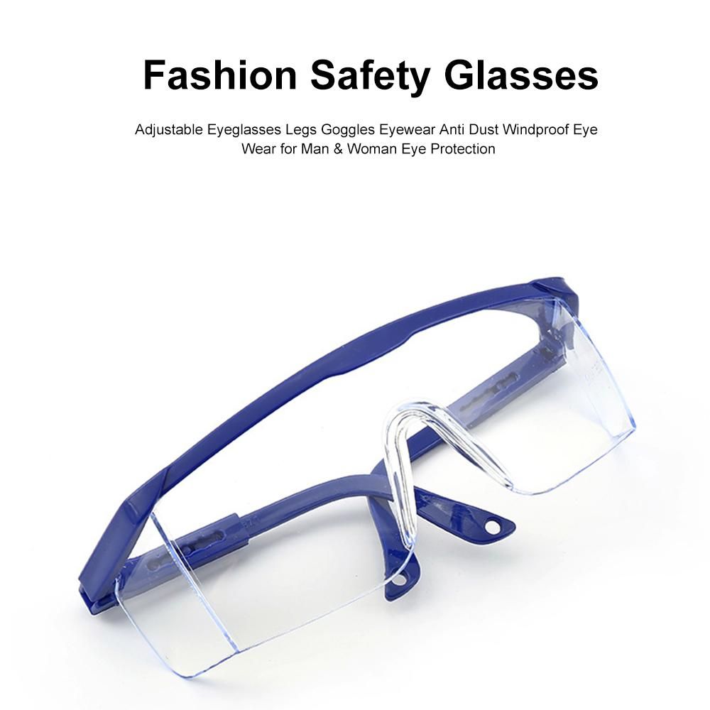 Fashion Safety Glasses with Adjustable Eyeglasses Legs Goggles Eyewear Anti Dust Windproof Eye Wear for Man & Woman Eye Protection