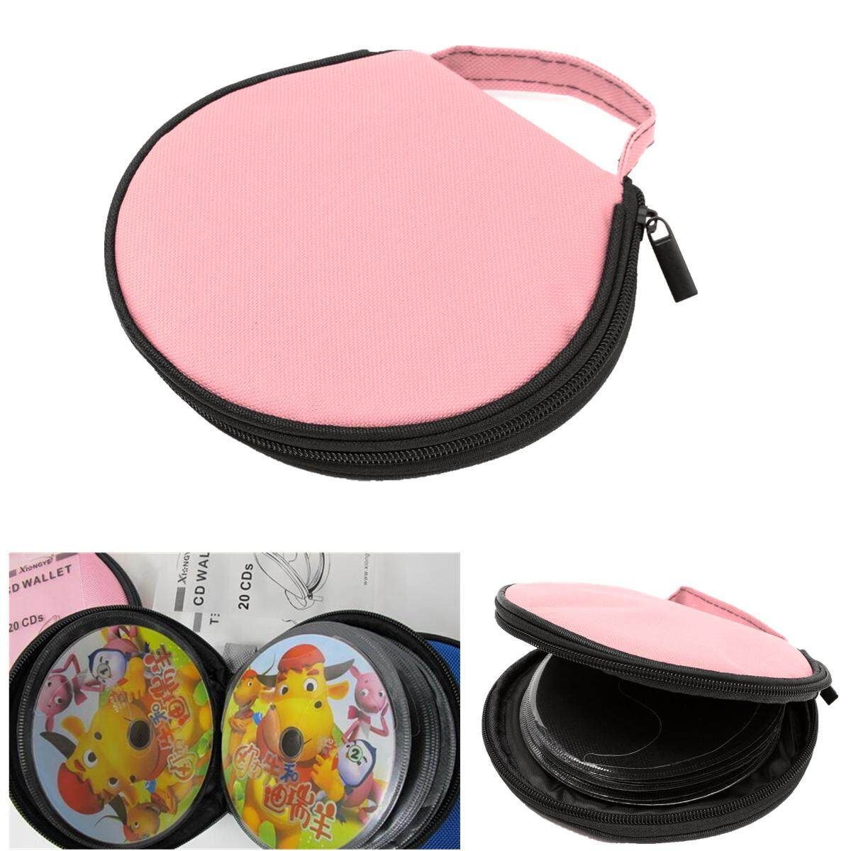 Hot 1PCS 20 Disc CD DVD Case Storage Holder Carry Case Organizer CD DVD Sleeve Wallet Cover Bag Box Holder DJ Storage Cover Pink Pink