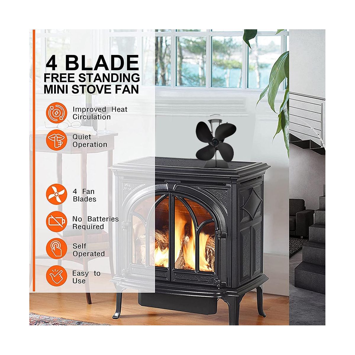 For Wood/Log Burner/Firep Wood Stove Fan Small Designed 4 s