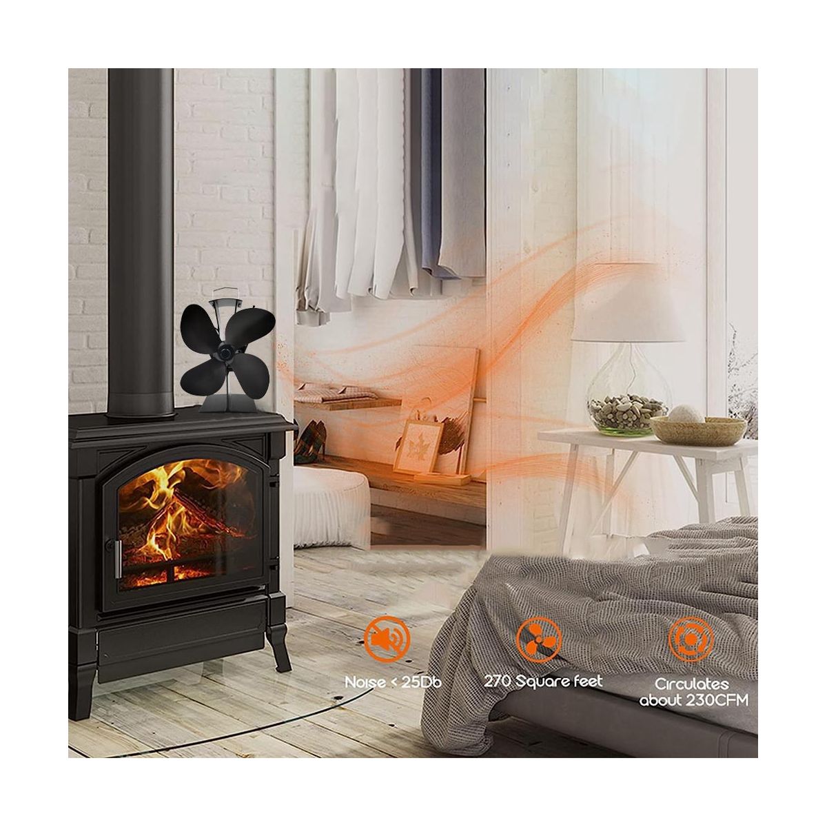 For Wood/Log Burner/Firep Wood Stove Fan Small Designed 4 s