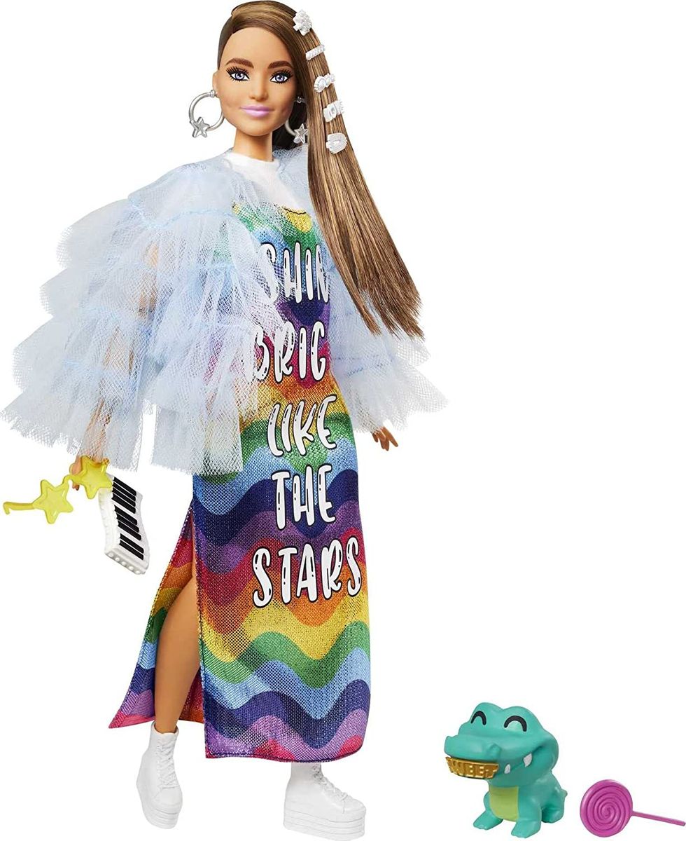 Extra Doll #9 In Blue Ruffled Jacket With Pet Crocodile