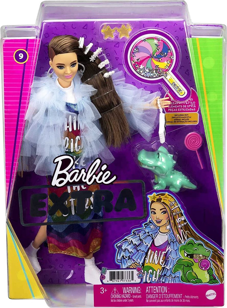 Extra Doll #9 In Blue Ruffled Jacket With Pet Crocodile