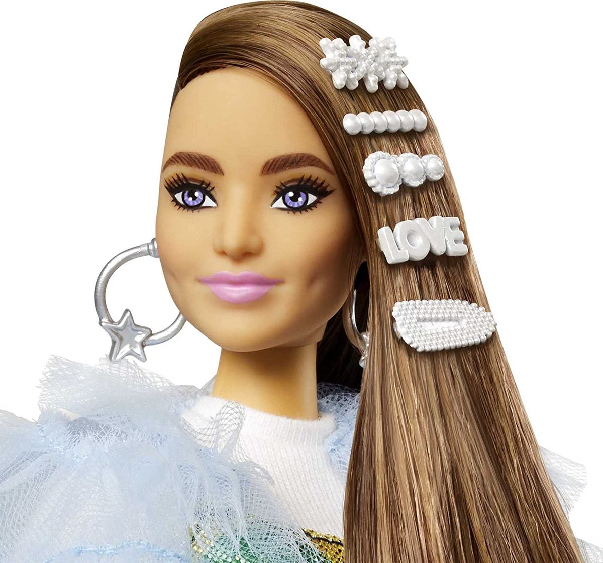 Extra Doll #9 In Blue Ruffled Jacket With Pet Crocodile
