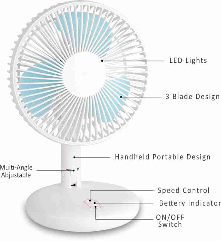 Desktop Portable Rotating Rechargeable Table Fan ( 8000mAh)