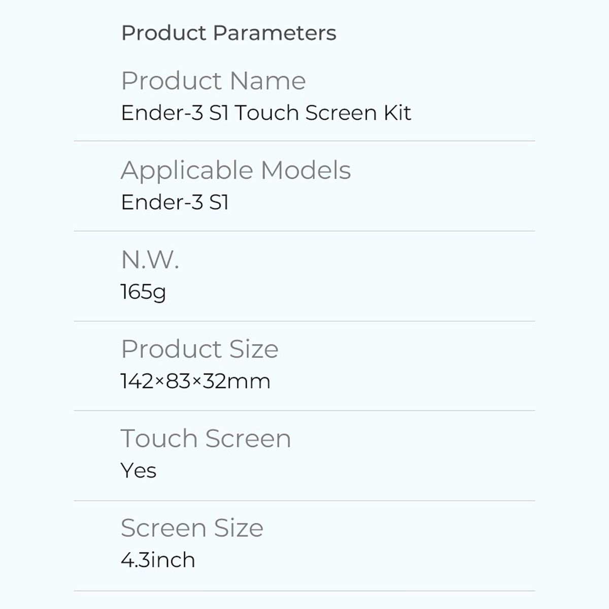 Creality 3D Ender-3 S1 Touchscren Kit 4.3inch Touchscreen Sensitive Reaction Speed Support 3D Printing and Engraving 9 System Languages