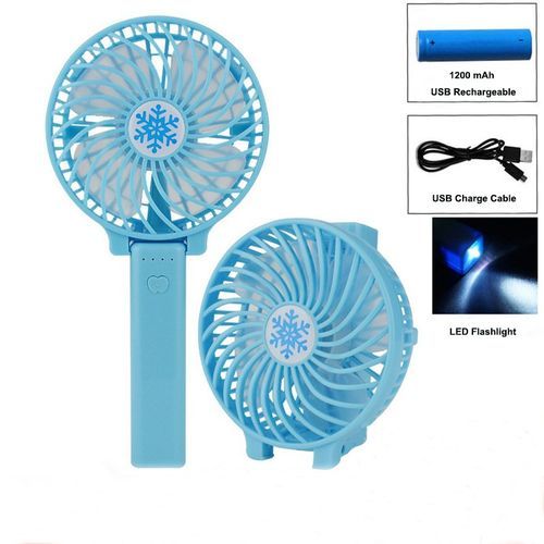 4 Inch Portable Handheld Fan With USB Rechargeable - Blue