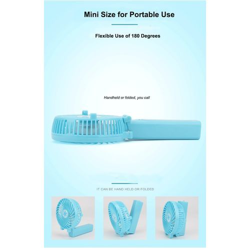 4 Inch Portable Handheld Fan With USB Rechargeable - Blue