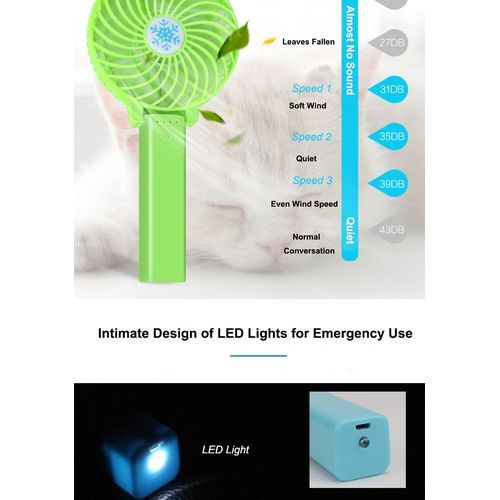 4 Inch Portable Handheld Fan With USB Rechargeable - Blue