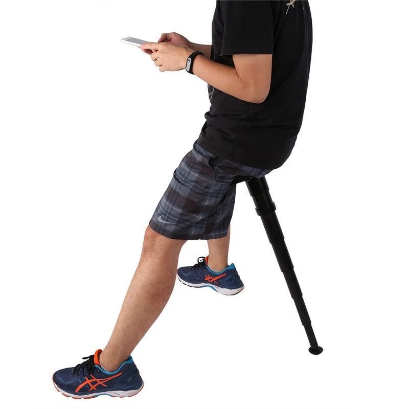 Portable Folding Seat Walking Stick Cane Adjustable Height Teliscopic Stool