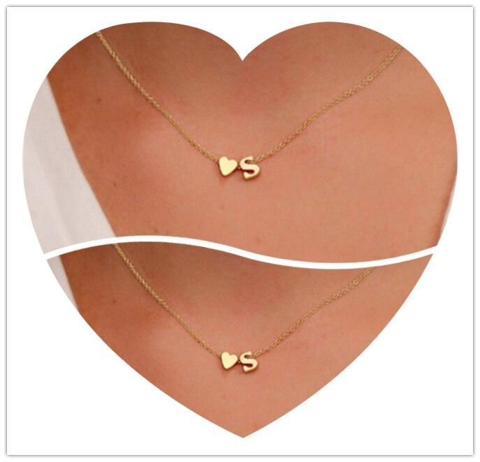 Simple Heart-shaped Letter Necklace Temperament With The Letter S Love Collarbone Chain Necklace