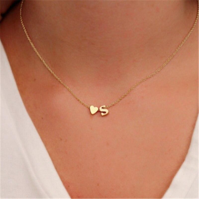 Simple Heart-shaped Letter Necklace Temperament With The Letter S Love Collarbone Chain Necklace