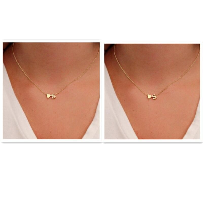 Simple Heart-shaped Letter Necklace Temperament With The Letter S Love Collarbone Chain Necklace