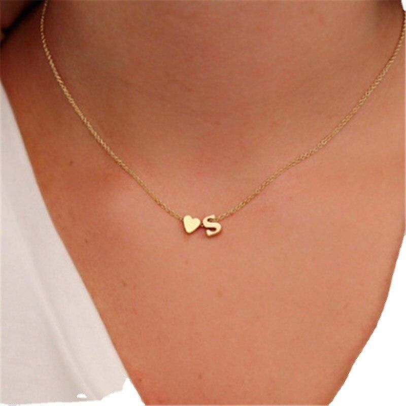 Simple Heart-shaped Letter Necklace Temperament With The Letter S Love Collarbone Chain Necklace