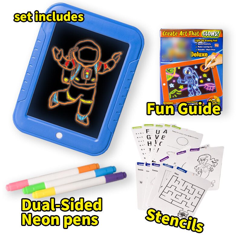 3D Magic Drawing Pad LED Writing Tablet Board For Plastic Creative Art Magic Board Pad With Pen Brush Children Clipboard Gift Set