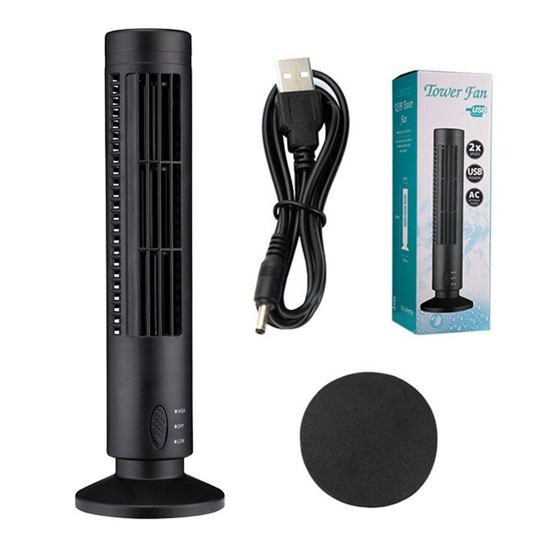 Tower Type USB Electric Fan Leafless Air-conditioning Fan(Black)