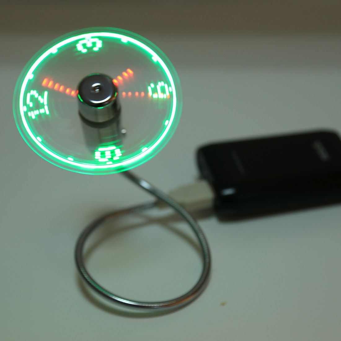 Mini Durable USB Clock Time Display Flexible LED Light Fan