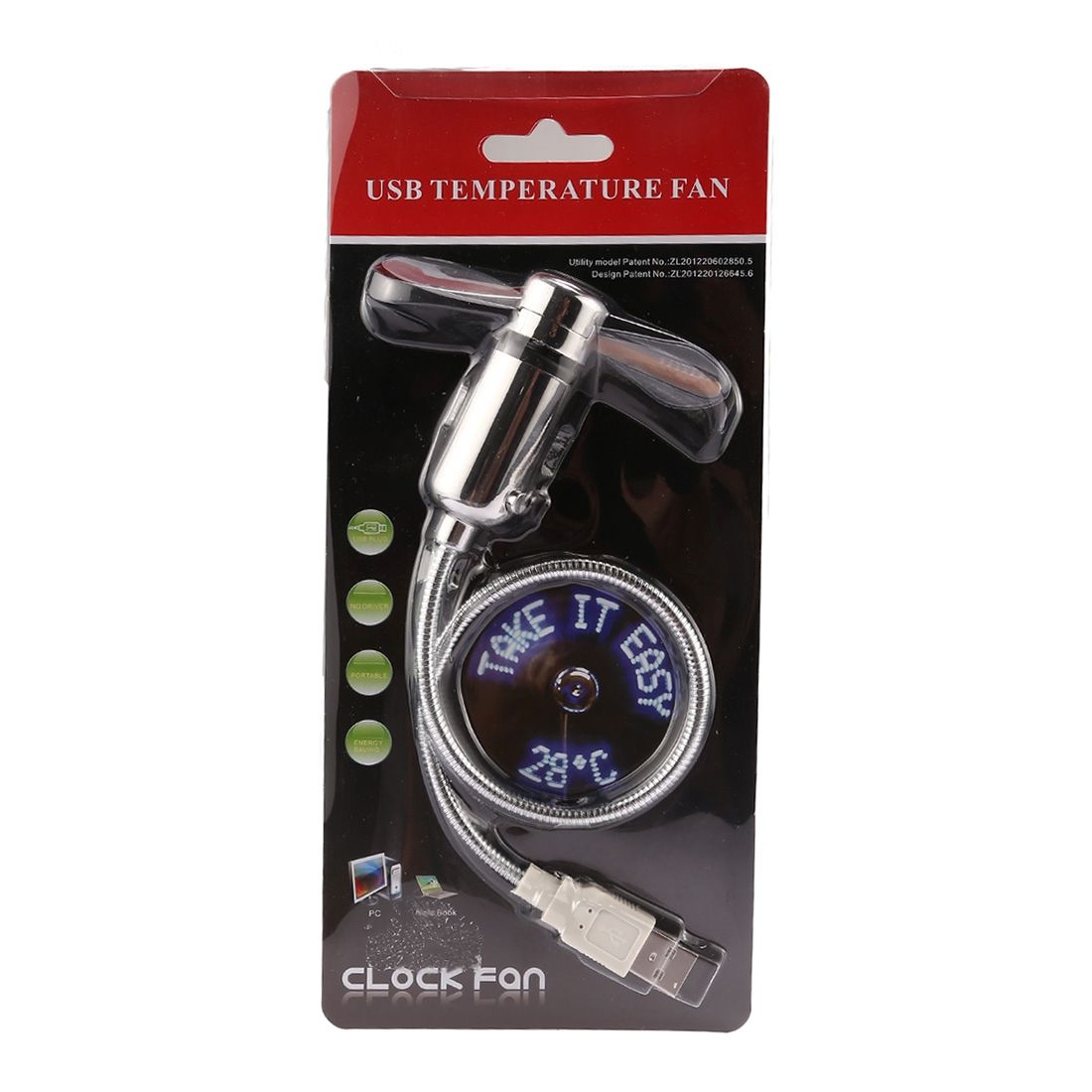 Mini Durable USB Clock Time Display Flexible LED Light Fan