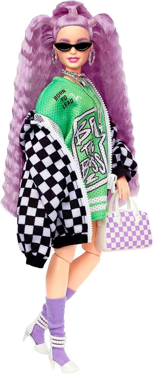Extra Doll & Accessories With Crimped Lavendar Hair & Brown Eyes Include Pet Puppy