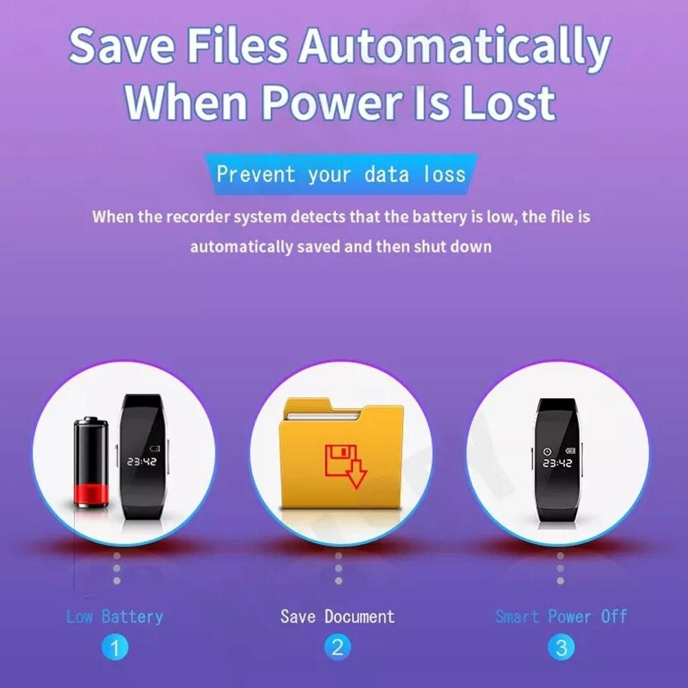 Smart Watch Digital Voice Video Recorder 1080P Camera Lens DV Professional Audio Sound Dictaphone Espia Wristband Noise 8-256GB