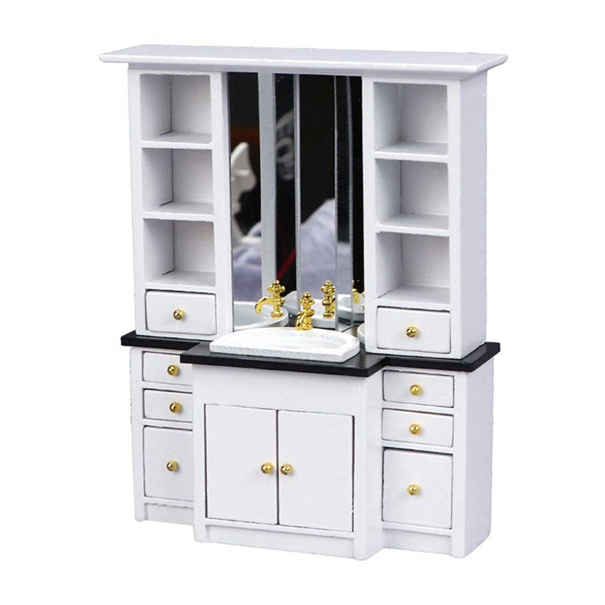 1/12 Doll House Miniature Cupboard Wash Basin Sink Cabinet