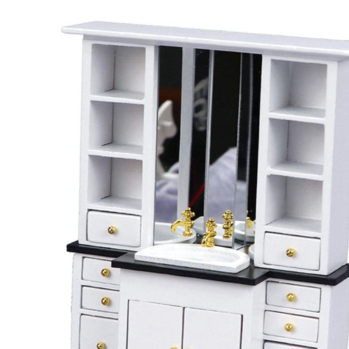 1/12 Doll House Miniature Cupboard Wash Basin Sink Cabinet