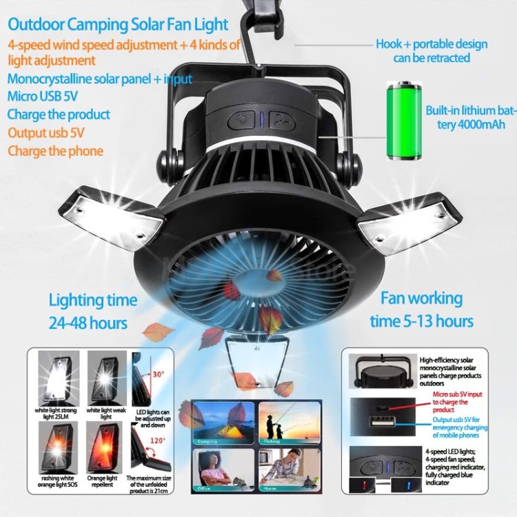 Solar Camping Lamp Fan Mosquito Repellent Lamp