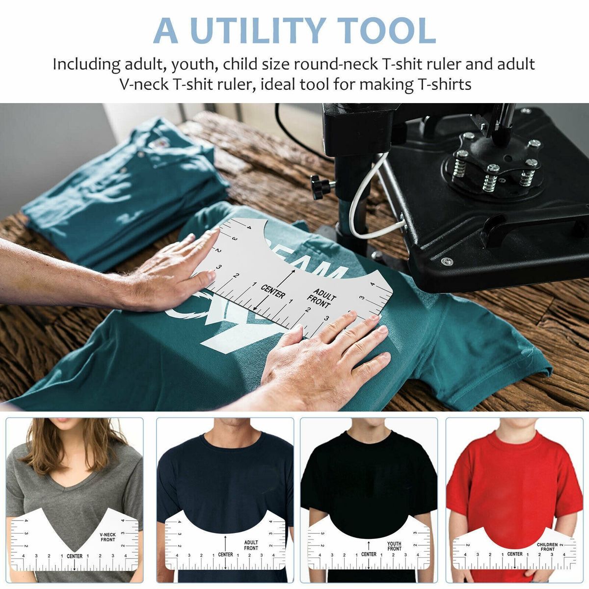 9pcs/set T-shirt Guide Ruler PVC T-Shirt Alignment Ruler