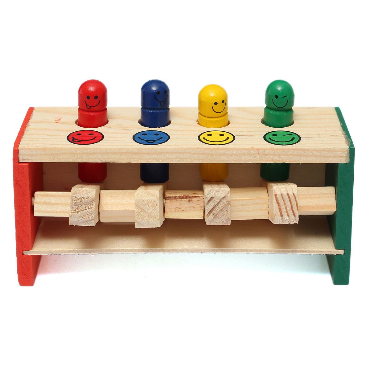 Wooden Hammering Bench Children Kids Toddlers Toy Hammer Coloured Wood Pegs Game