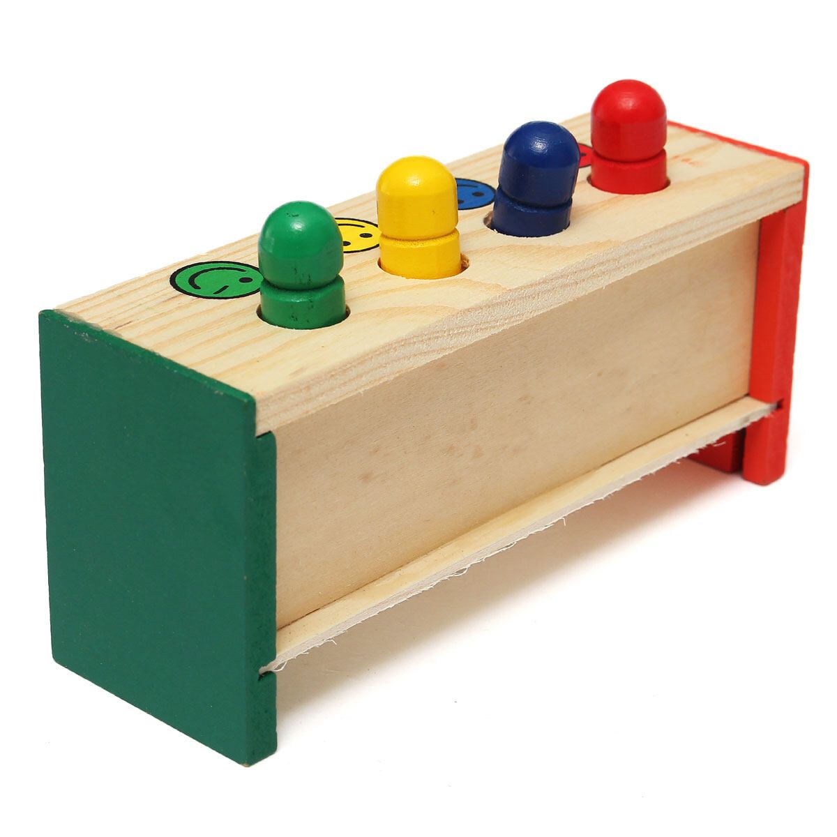 Wooden Hammering Bench Children Kids Toddlers Toy Hammer Coloured Wood Pegs Game