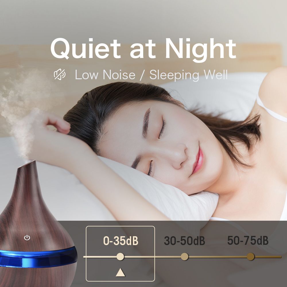 300ML USB Humidifier Electric Oil Aromatherapy Wood Grain Ultrasonic Air Diffuser With 7 Colors Lights For Home Office Car