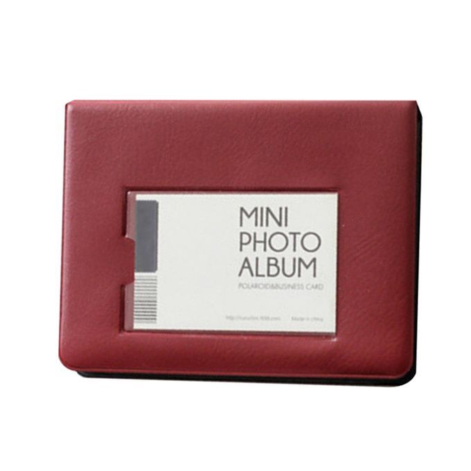 PU Leather Storage Display Book Album, 64 Photos Picture Album Red Red