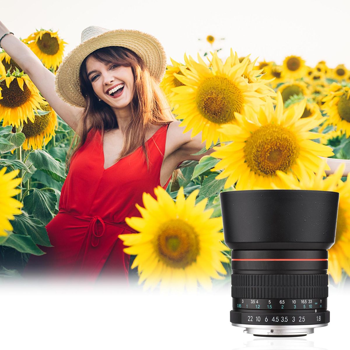Andoer 85mm F1.8 Large Aperture Medium Telephoto Full Frame Portrait Camera Lens Manual Focus 7 Groups 10 Elements EF Mount for Scenery Architecture Product Sport Photography Portrait Wedding Photo Shooting Replacement for Ca