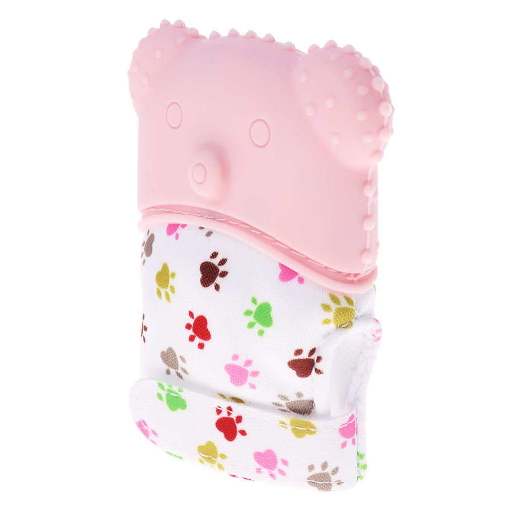Baby Teething Mitten Silicone  Bite Training Glove Pink