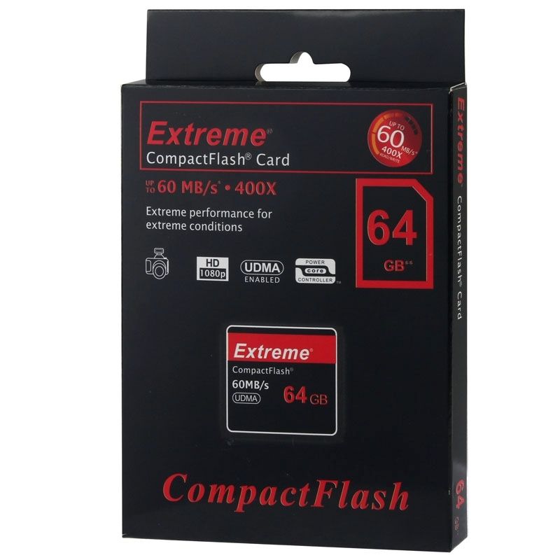 64GB Extreme Compact Flash Card, 400X Read  Speed, Up To 60 MB/S (100% Real Capacity)