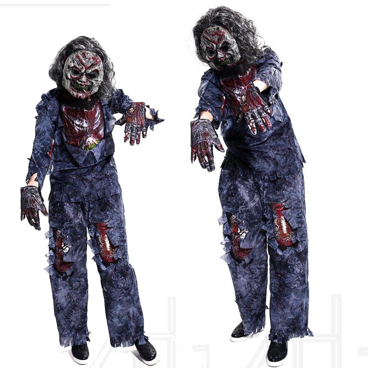 Adult Complete Zombie Monster Scary Halloween Costume Cosplay Set Fits 5.7ft-6ft