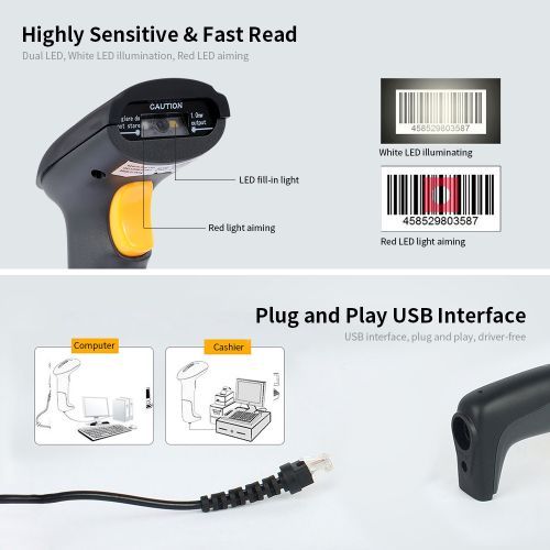 Wired Barcode Scanner USB Versatile Scanning Code